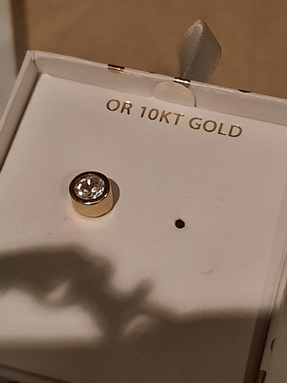 Huge Solid 10KT Yellow Gold Bezel Set AAA Grade Cubic Zirconia Stud Earring 10K